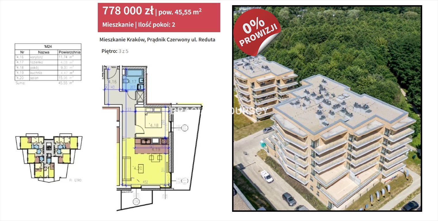 Mieszkanie dwupokojowe na sprzedaż Kraków, Prądnik Czerwony, Prądnik Czerwony, Reduta  46m2 Foto 1