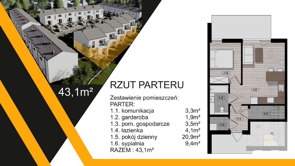 Mieszkanie dwupokojowe na sprzedaż Rzeszów, Czesława Miłosza  43m2 Foto 1