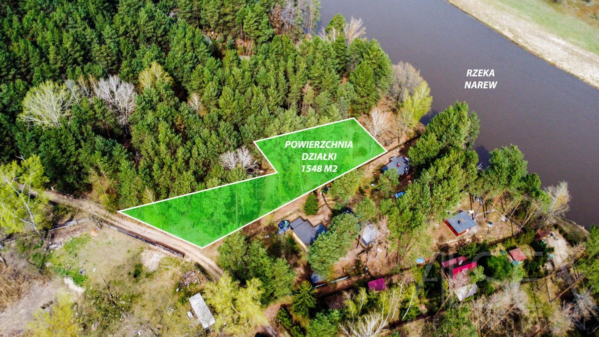 Działka 1548 m² z nasadzeniami, plan ML, blisko Narwi Plewica  1 548m2 Foto 1