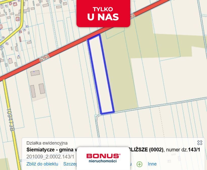 Działka rolna 1,65 ha z dostępem do drogi utwardzonej Baciki Bliższe  16 500m2 Foto 1