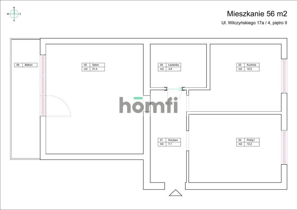 Mieszkanie dwupokojowe na sprzedaż Olsztyn, Jaroty, Biskupa Tomasza Wilczyńskiego  56m2 Foto 12