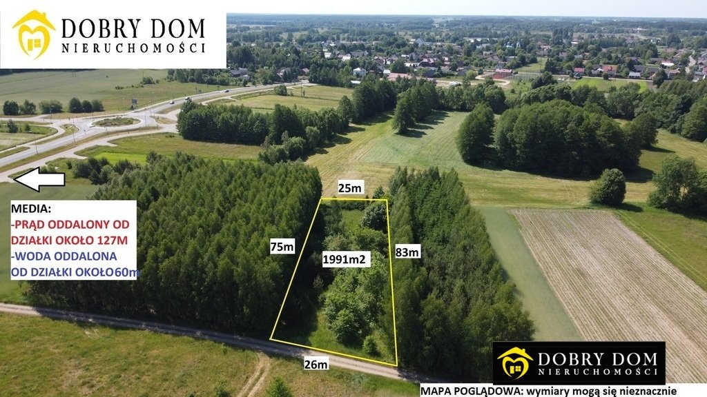 Działka rolna 1991 m2 z dobrym dojazdem i mediami Kleszczele  1 991m2 Foto 1