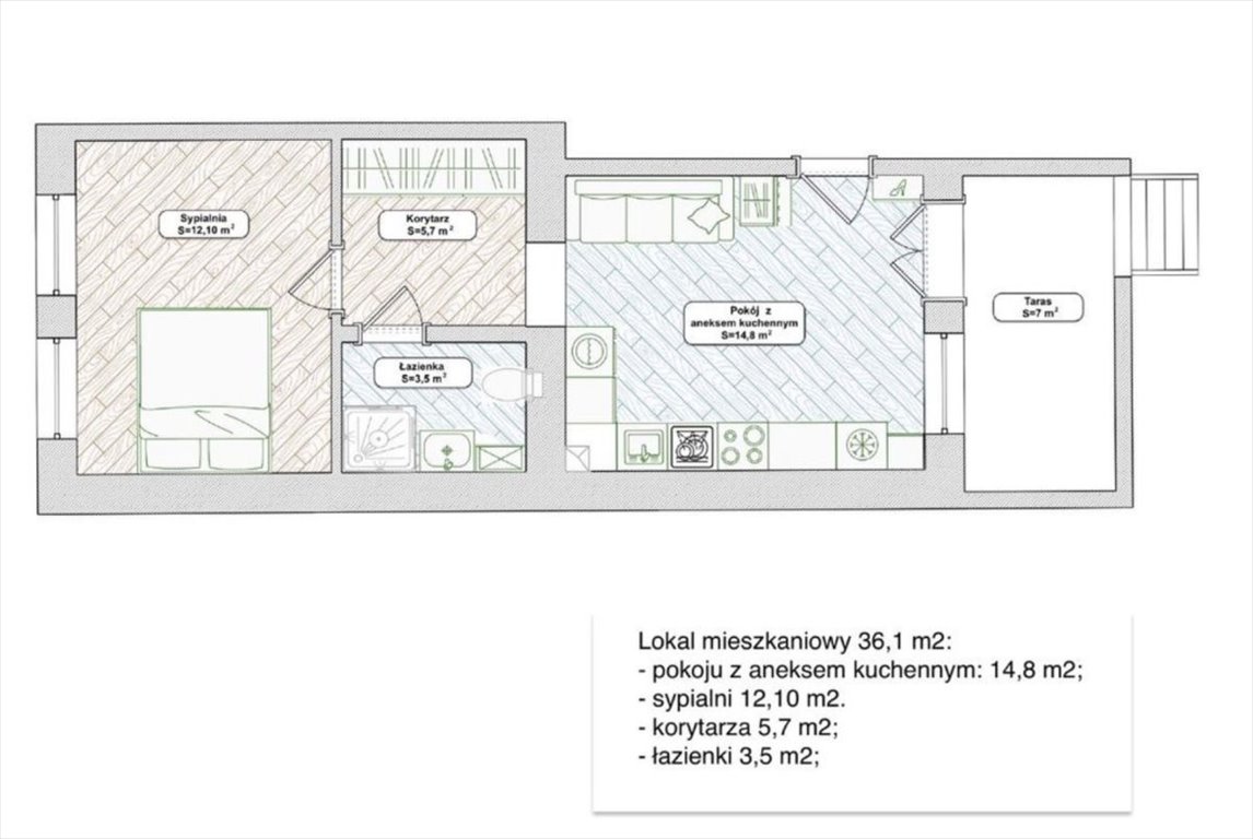 Mieszkanie dwupokojowe na sprzedaż Warszawa, Praga-Południe Grochów  36m2 Foto 2