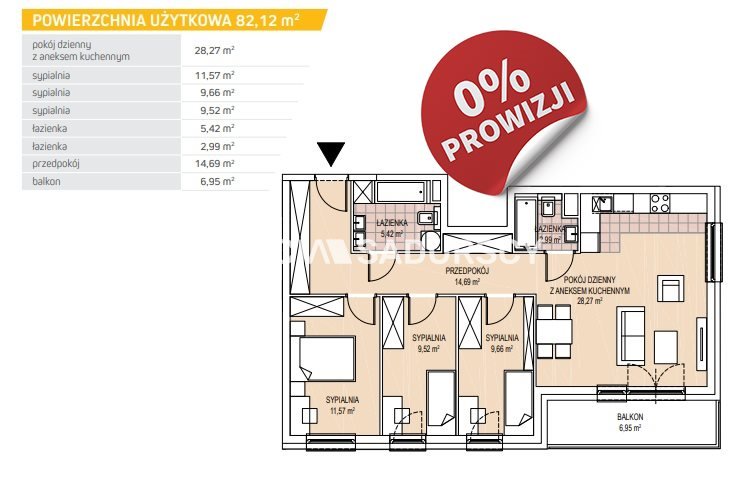 Mieszkanie czteropokojowe  na sprzedaż Kraków, Podgórze Duchackie, Wola Duchacka, Kamieńskiego - okolice  82m2 Foto 3