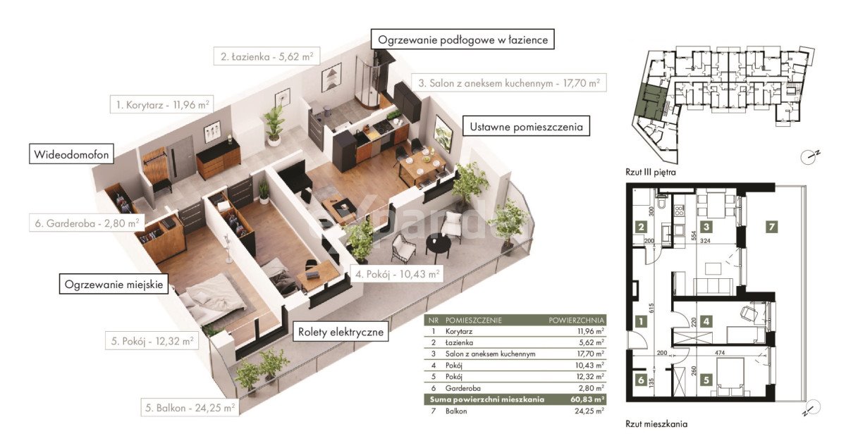 Mieszkanie trzypokojowe na sprzedaż Poznań, Grunwald  61m2 Foto 2