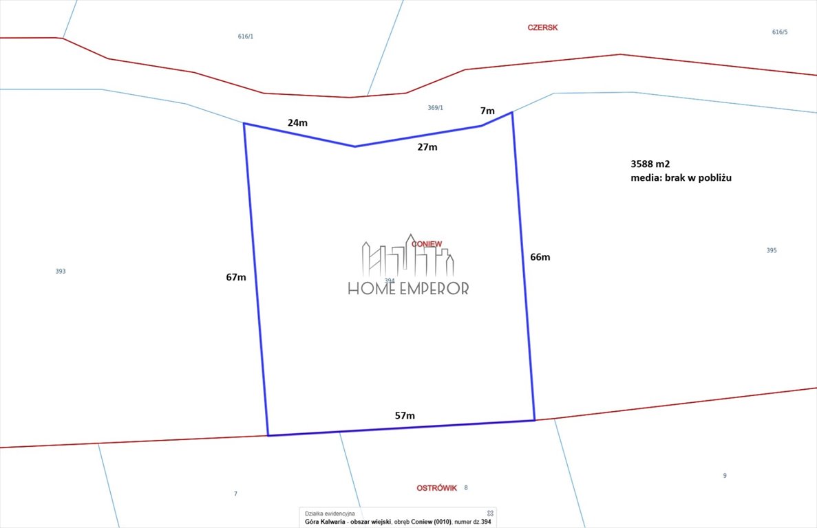 Działka 3588 m² pod zabudowę w Coniewie, bez planu Coniew  3 588m2 Foto 1