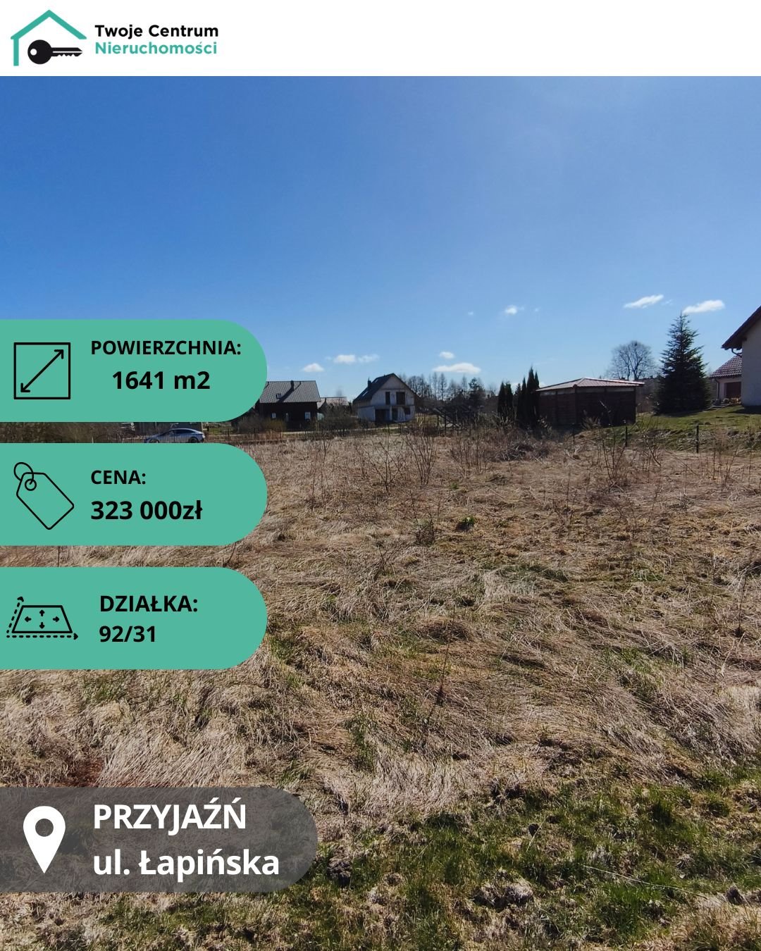 Działka 1641 m² pod dom w sercu Kaszub (idealna inwestycja) Przyjaźń, łapińska 9  1 641m2 Foto 1