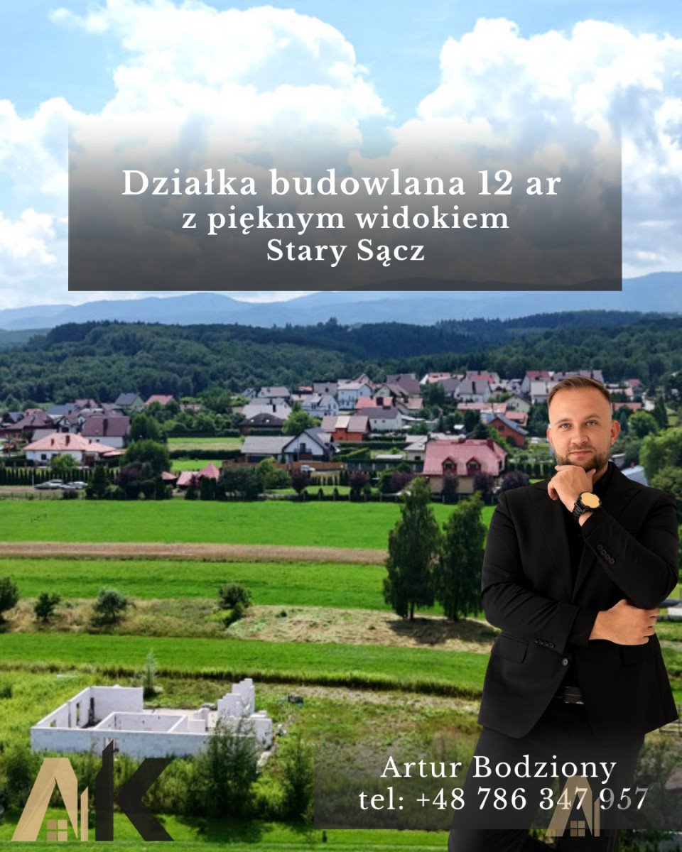 Polecam działkę 12 ar z rozpoczętą budową domu w Starym Sączu Stary Sącz, Lipska  1 200m2 Foto 1