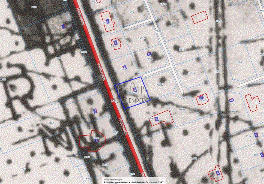 Działka pod zabudowę jednorodzinną z mediami, 1000 m2 Łoś, Prażmowska  1 000m2 Foto 1