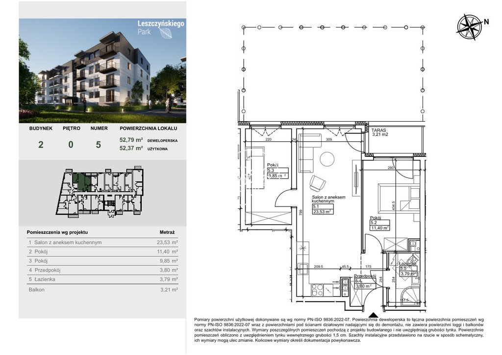 Mieszkanie trzypokojowe na sprzedaż Bydgoszcz, Szwederowo, Stanisława Leszczyńskiego  52m2 Foto 4