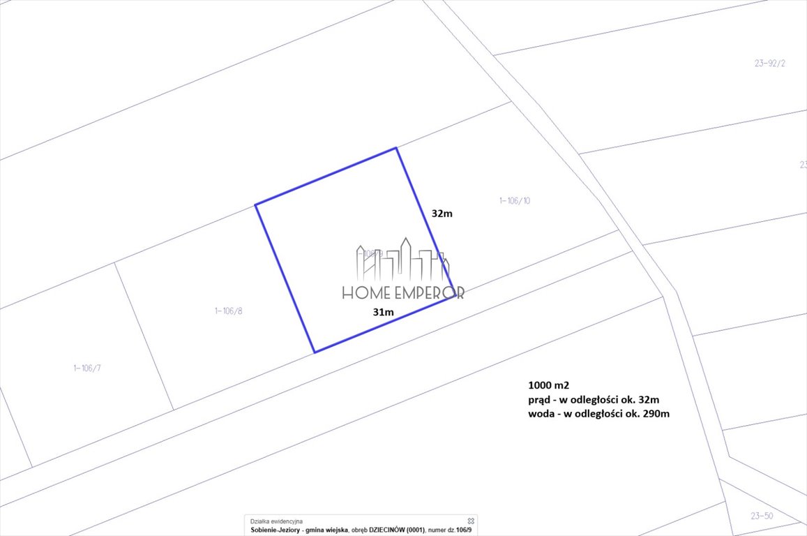 Do sprzedania działka 1000 m² z mediami w Dziecinowie Dziecinów  1 000m2 Foto 1