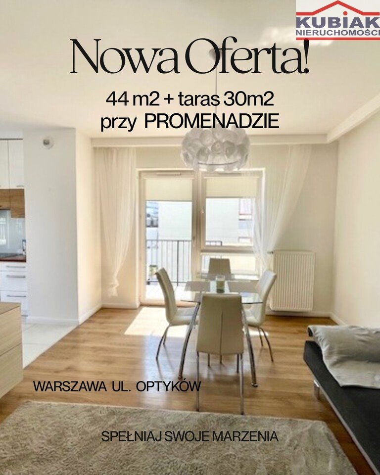 Wyjątkowe 2-pokojowe mieszkanie z tarasem 30 m² w Warszawie Warszawa, Optyków  44m2 Foto 1