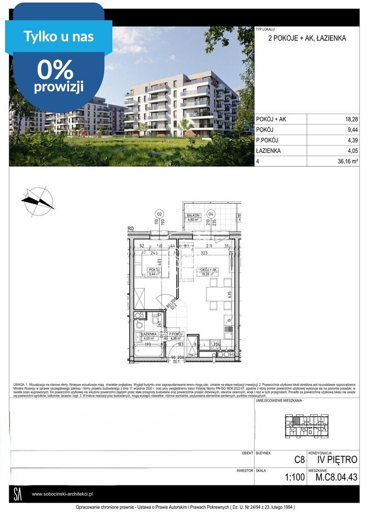 Nowoczesne 2-pokojowe mieszkanie 36,16 m² w Fordonie zapraszam Bydgoszcz, Fordon, Fordońska  36m2 Foto 1