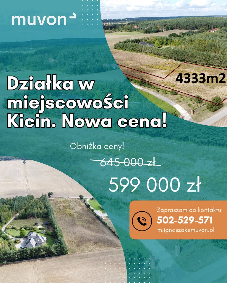 Działka budowlana na sprzedaż Kicin  4 333m2 Foto 1