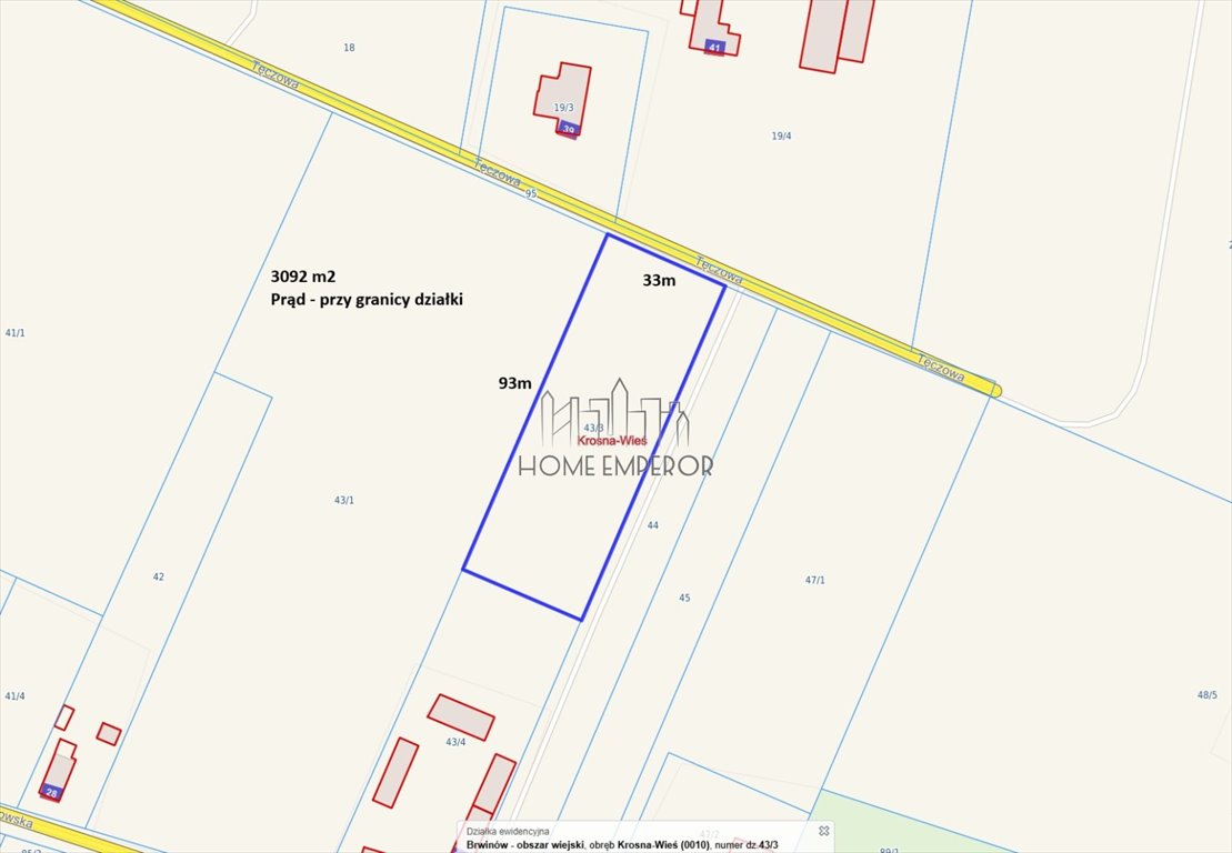 Działka 3092 m² w Krosnej-Wieś, media przy granicy - polecam! Krosna-Wieś, Tęczowa  3 092m2 Foto 1