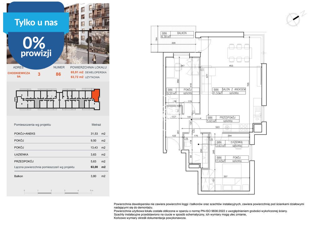 Zapraszam do obejrzenia 3-pokojowego mieszkania 63,8 m² w Bielawach Bydgoszcz, Bielawy, Jana Karola Chodkiewicza  64m2 Foto 1