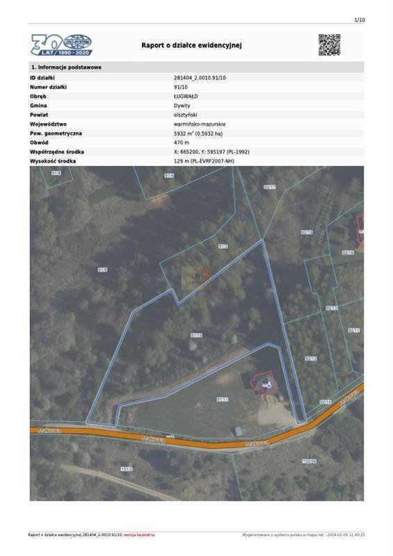 Działka 6000m² pod dom lub bliźniak, MPZP, las i jezioro Dywity, Makowa  6 000m2 Foto 1