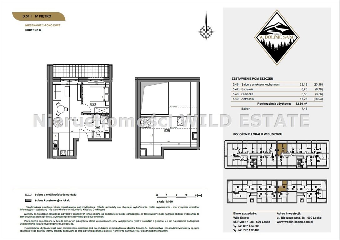 Mieszkanie dwupokojowe na sprzedaż Lesko  53m2 Foto 1