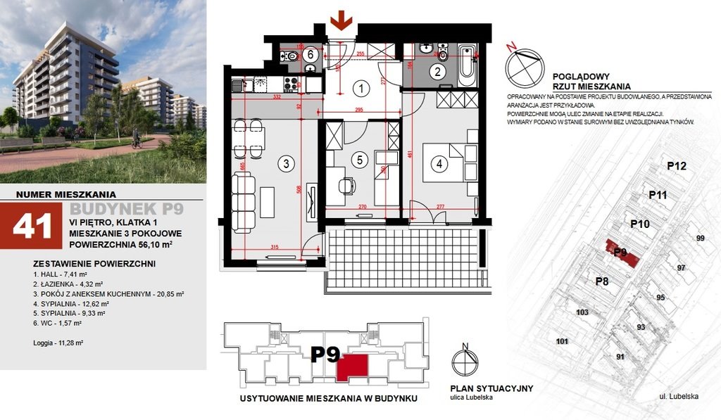 Mieszkanie trzypokojowe na sprzedaż Rzeszów, Lubelska  56m2 Foto 2