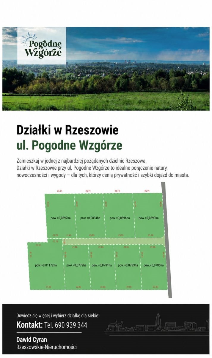 Działka 785 m² z mediami, warunki zabudowy - polecam! Rzeszów, Pogodne Wzgórze  785m2 Foto 1