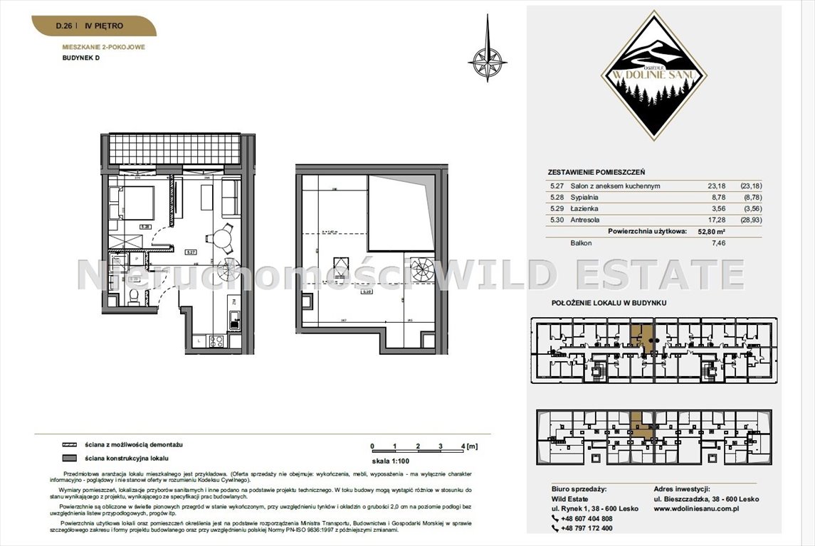 Mieszkanie dwupokojowe na sprzedaż Lesko  53m2 Foto 1