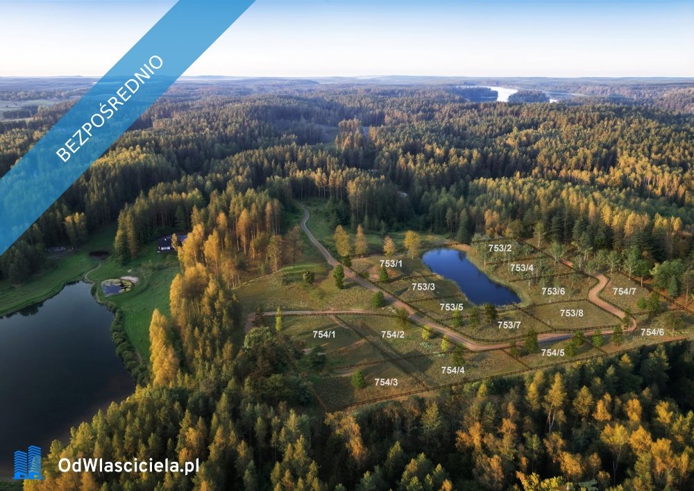 Malownicza działka w lesie nad wodą (1227 m²) z dostępem do jezior Purda, w lesie nad wodą  1 227m2 Foto 1