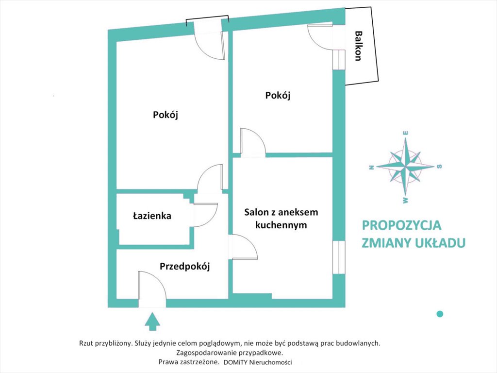 Mieszkanie trzypokojowe na sprzedaż Wrocław, Krzyki  61m2 Foto 6