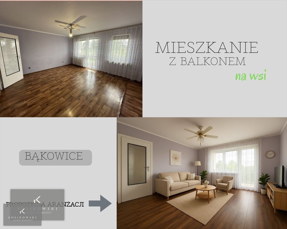 Mieszkanie trzypokojowe na sprzedaż Namysłów, Bąkowice, Bąkowice  64m2 Foto 1