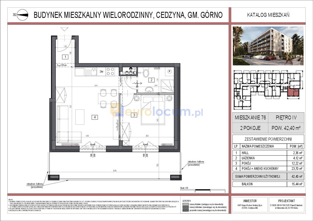 Mieszkanie dwupokojowe na sprzedaż Cedzyna  42m2 Foto 4