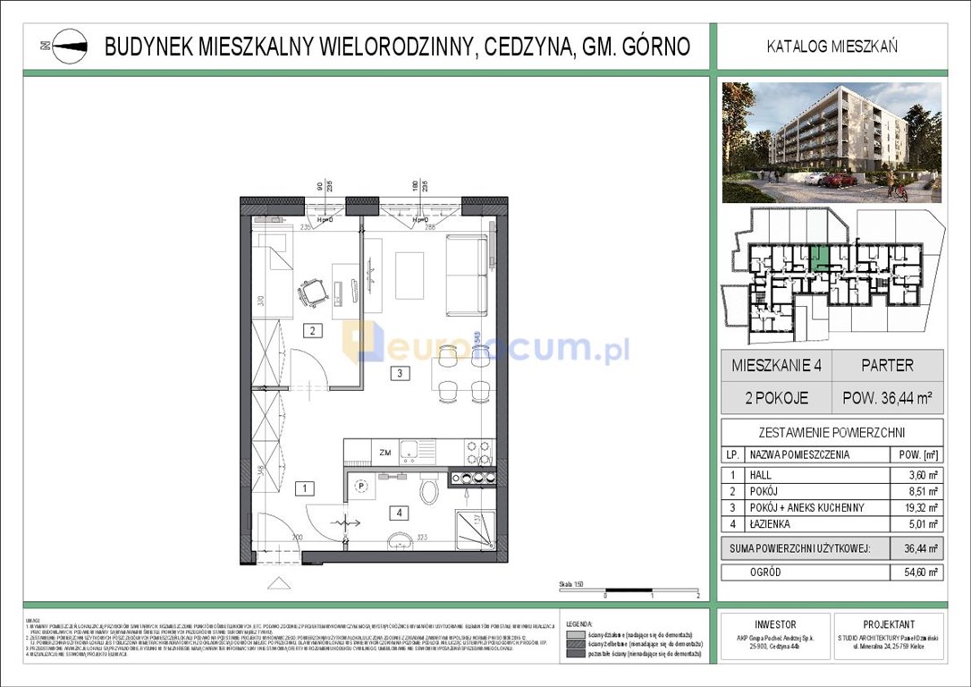 Mieszkanie dwupokojowe na sprzedaż Cedzyna  36m2 Foto 4