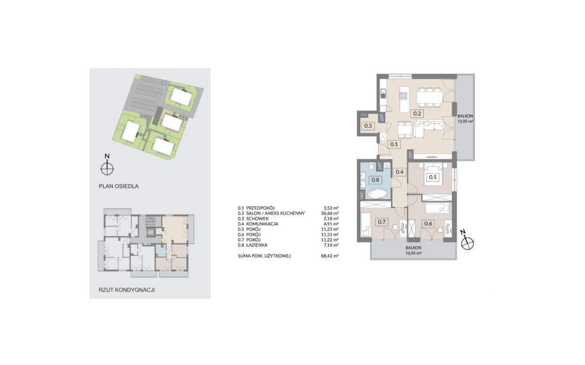 Mieszkanie czteropokojowe  na sprzedaż Poznań, Naramowice, Naramowicka  88m2 Foto 1