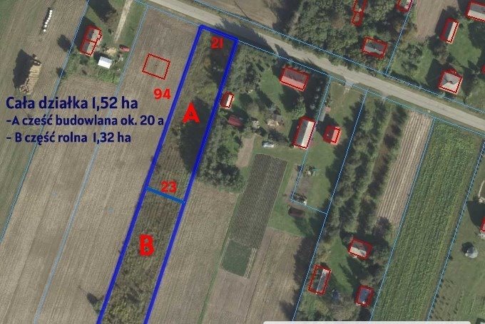Działka 1,52 ha z lasem, media, pierwsza linia zabudowy Dąbrowa  15 200m2 Foto 1