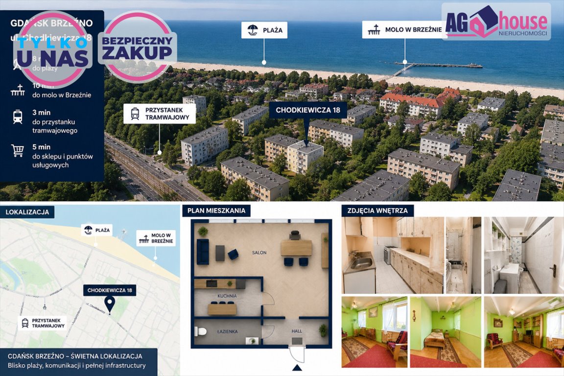 Kawalerka 38 m² w Gdańsku (blisko morza, inwestycyjny potencjał) Gdańsk, Brzeźno, Karola Chodkiewicza  26m2 Foto 1