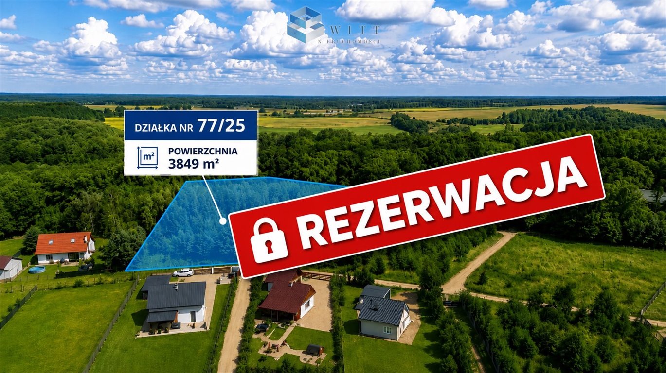 Do sprzedania działka 3850 m² w Durągu z lasem i dobrym dojazdem Durąg  3 850m2 Foto 1
