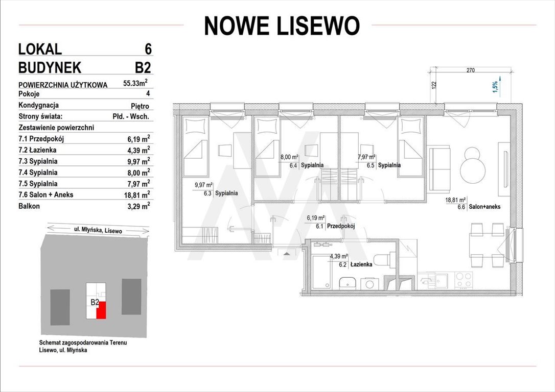Mieszkanie czteropokojowe  na sprzedaż Lisewo, Nowe Lisewo, Nowe Lisewo, Lisewska  57m2 Foto 3