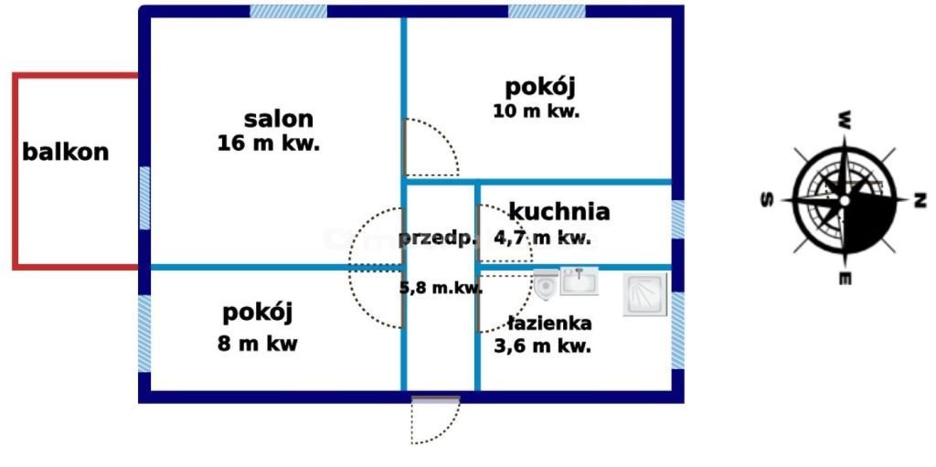 Mieszkanie trzypokojowe na sprzedaż Iława, Centrum, Sobieskiego  47m2 Foto 13