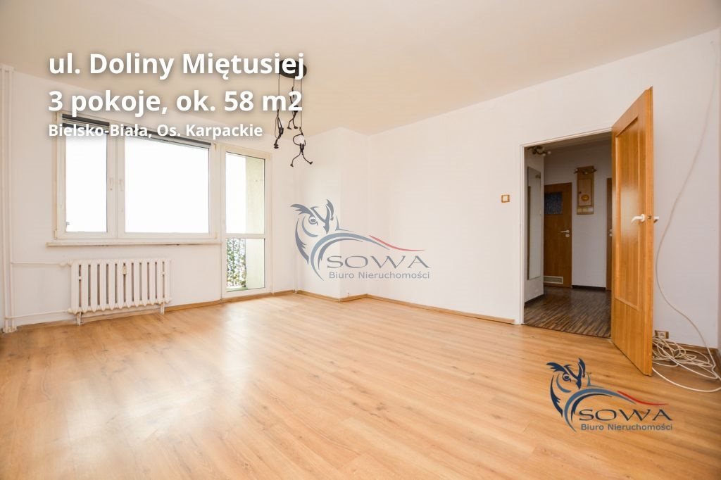 Na sprzedaż przestronne 3-pokojowe mieszkanie 58 m² z balkonem Bielsko-Biała, Osiedle Karpackie  58m2 Foto 1