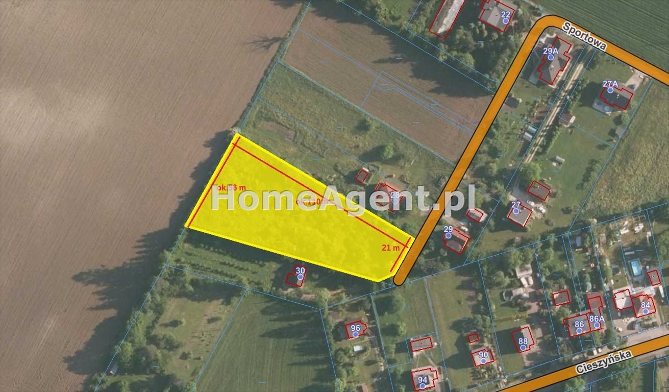 Działka pod zabudowę jednorodzinną w Goleszowie, 4561 m2 Goleszów, Sportowa  4 561m2 Foto 1