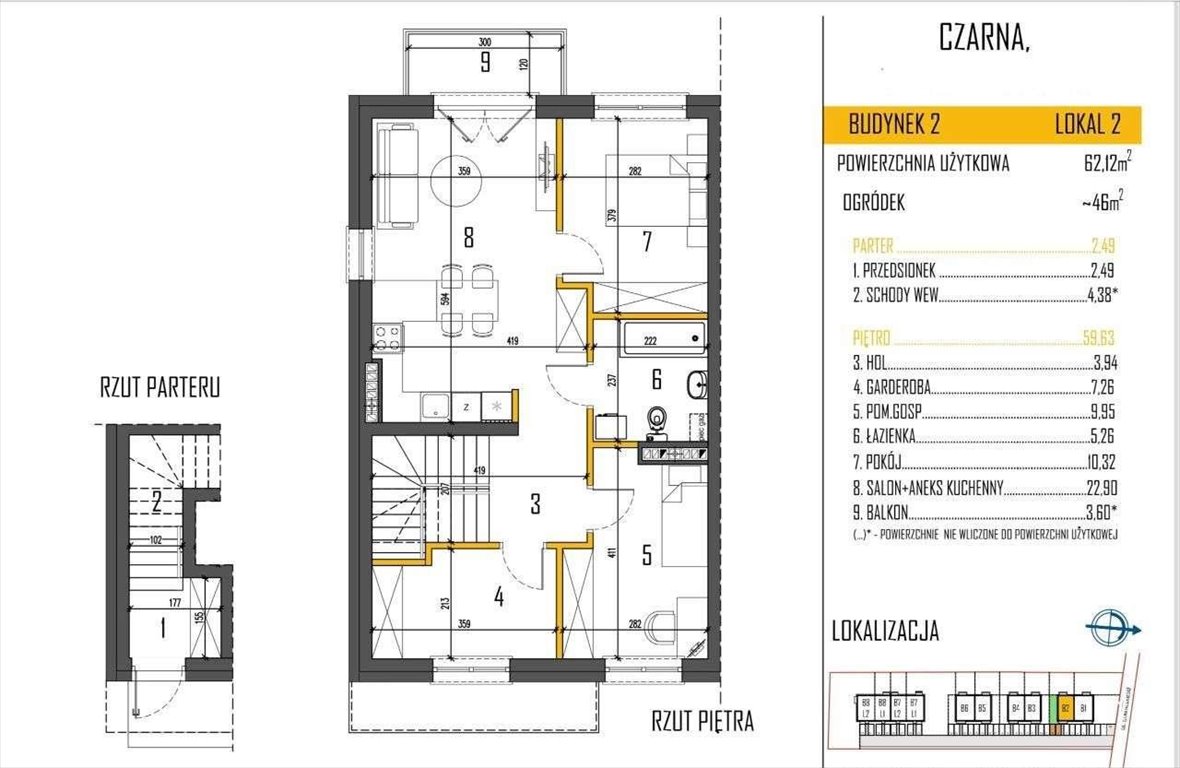 Mieszkanie trzypokojowe na sprzedaż Czarna  57m2 Foto 7