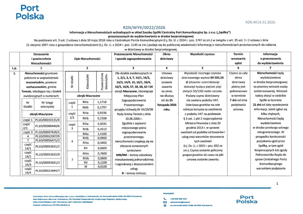 Działka do wynajęcia w Teresinie – 425 554 m², atrakcyjna oferta Teresin  425 554m2 Foto 1