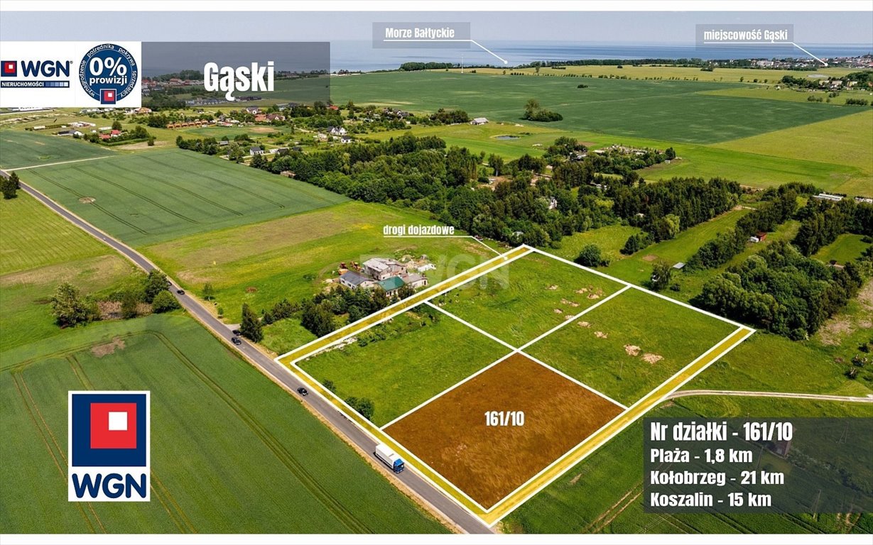 Działka nad morzem Gąski 3000 m² z projektem domków Gąski, Piaskowa  3 000m2 Foto 1