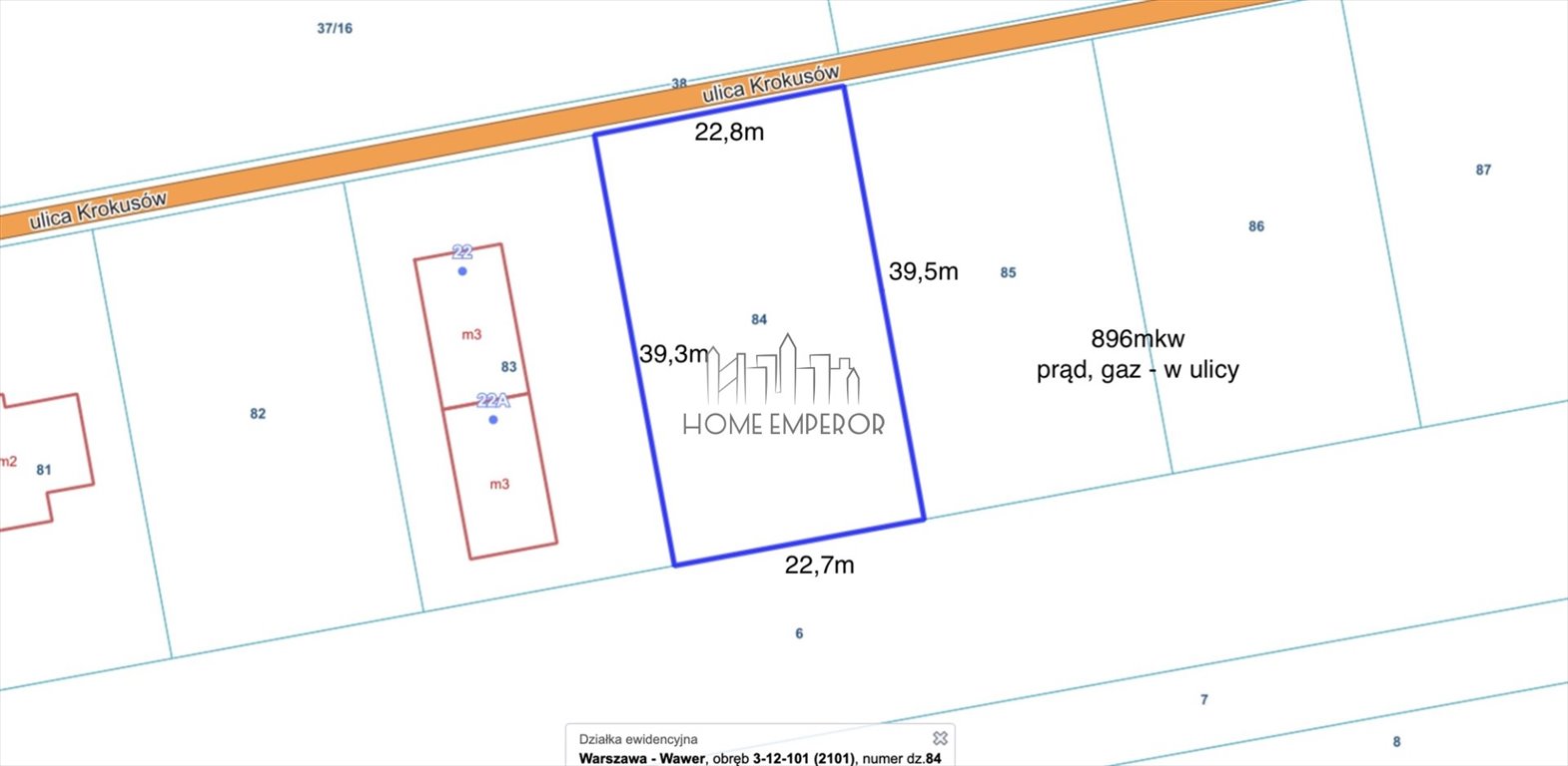 Sprzedam działkę 896 m² w Wawrze z możliwością zabudowy Warszawa, Wawer, Falenica, Krokusów  896m2 Foto 1