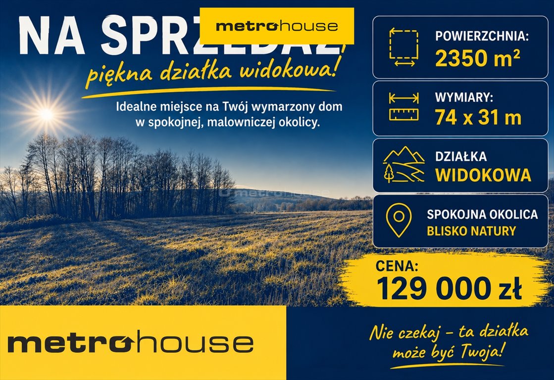 Na sprzedaż działka budowlana 23 ar z widokiem w Jedliczu Jedlicze  2 350m2 Foto 1