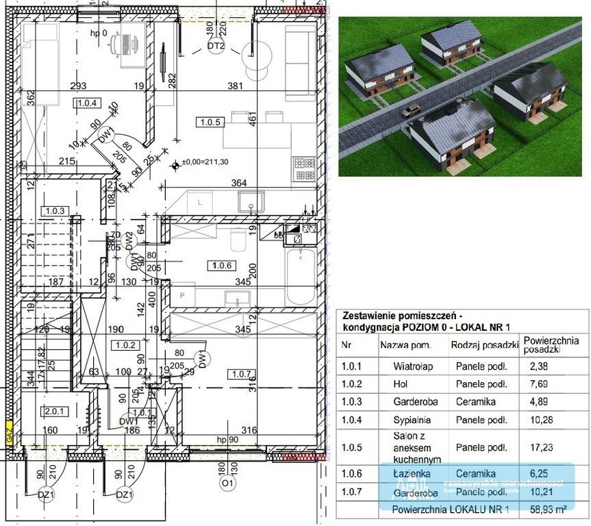 Mieszkanie trzypokojowe na sprzedaż Jasionka  59m2 Foto 5