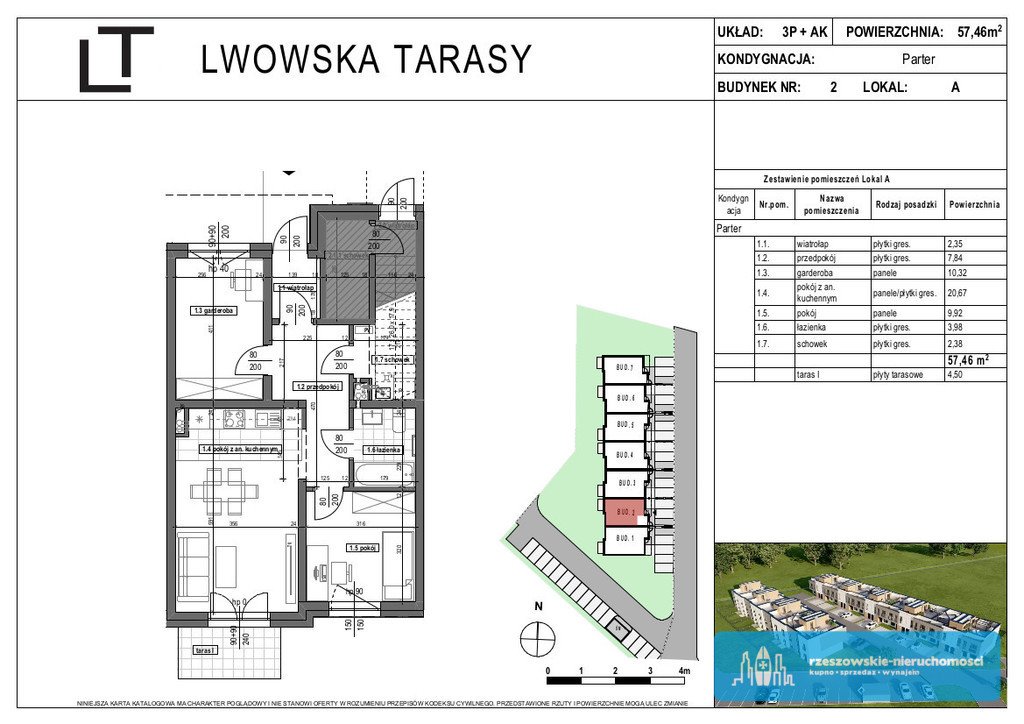 Mieszkanie trzypokojowe na sprzedaż Rzeszów, Wilkowyja, Lwowska  57m2 Foto 3