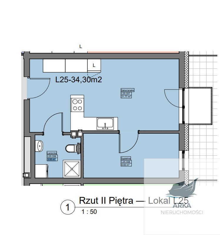 Nowoczesne 34,3 m² w Policach – deweloperski stan do wykończenia Police, Grunwaldzka  34m2 Foto 1