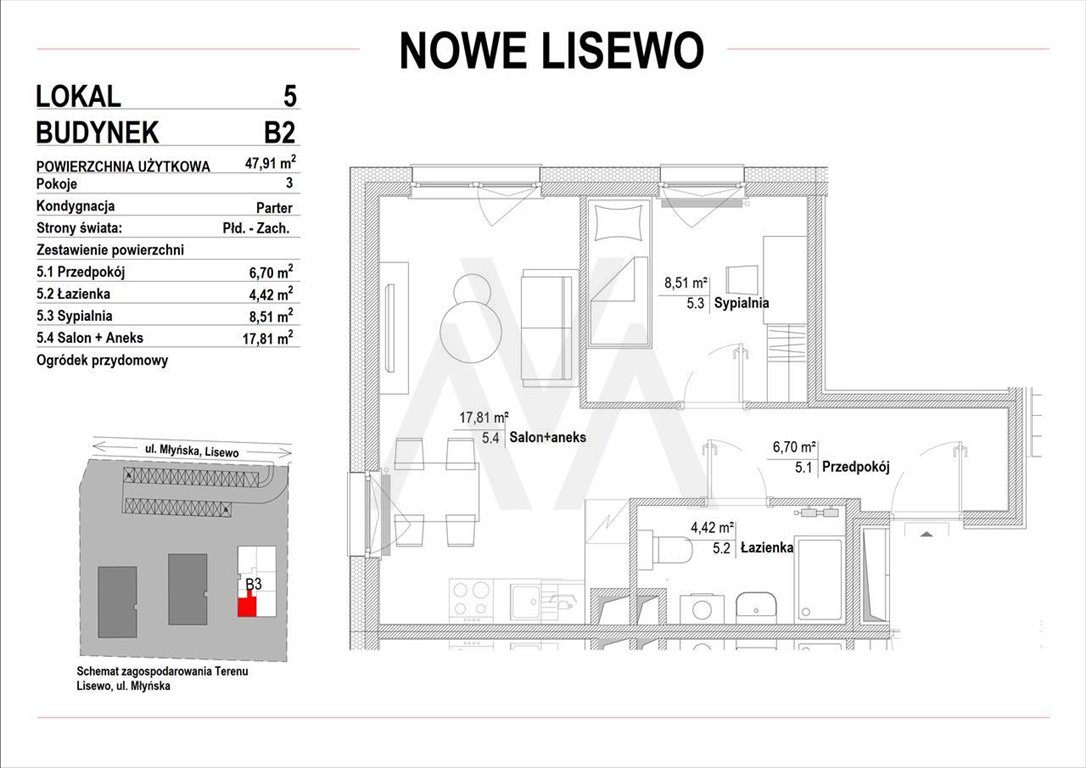 Mieszkanie trzypokojowe na sprzedaż Krokowa, Nowe Lisewo, Nowe Lisewo, Lisewska  47m2 Foto 12