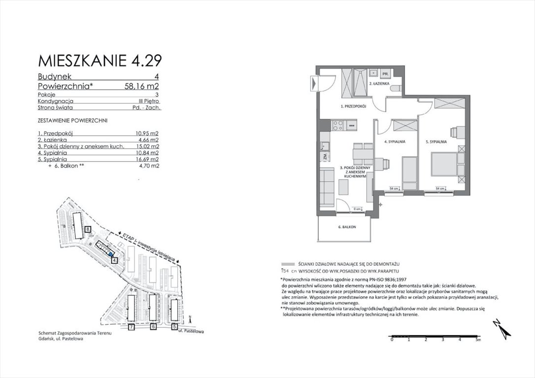 Mieszkanie trzypokojowe na sprzedaż Gdańsk, Łostowice  58m2 Foto 4