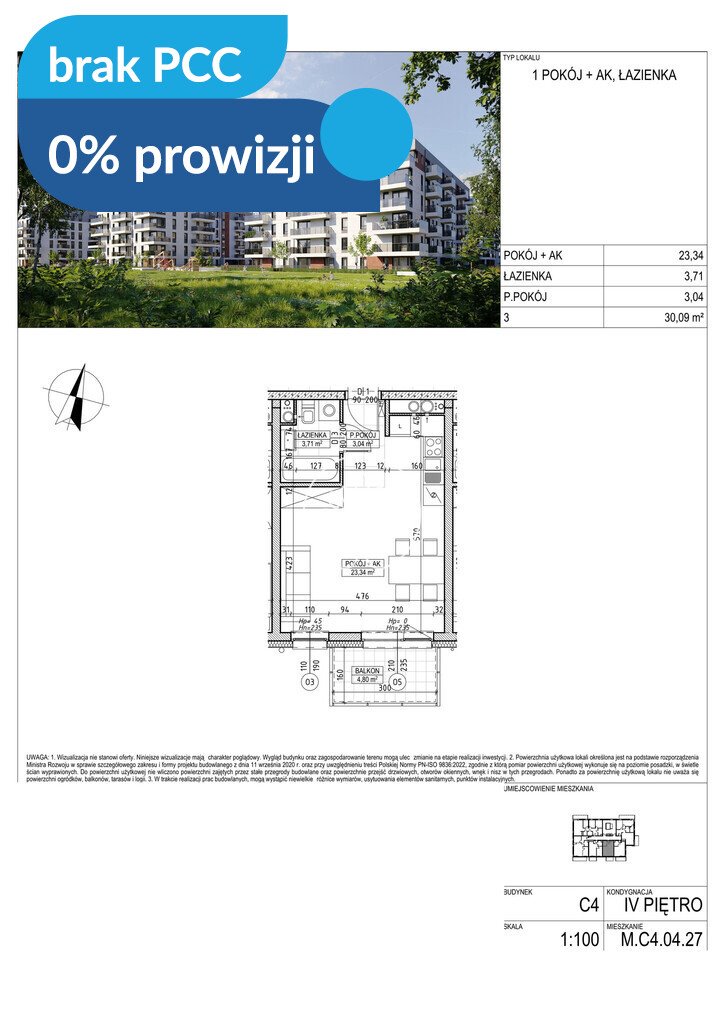 Nowoczesne 1-pokojowe mieszkanie z balkonem w Fordonie zapraszam Bydgoszcz, Fordon, Fordońska  30m2 Foto 1