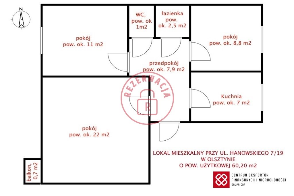 Mieszkanie trzypokojowe na sprzedaż Olsztyn, Jaroty, Hanowskiego  60m2 Foto 12